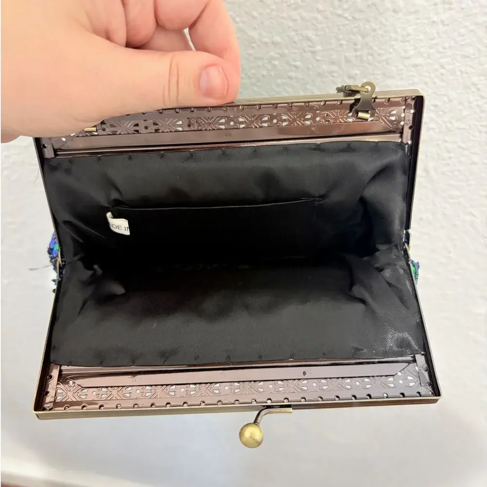 Peacock Beaded Sequin Handbag Chain Purse Coin Purse